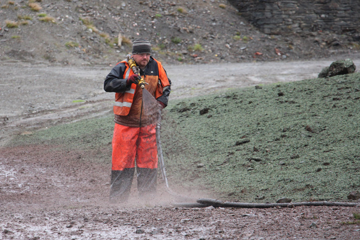 Hydroseeding at Frongoch Mine, 2018