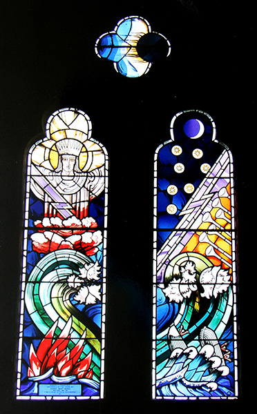 Stained glass window in St Peter's Church, Little Newcastle, Pembrokeshire